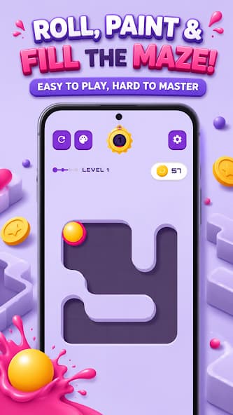 Ball Color Maze — A 200-level colour-fill maze puzzler rendered on a single Flutter canvas